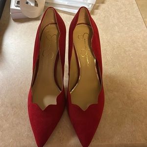 Jessica Simpson red heels.